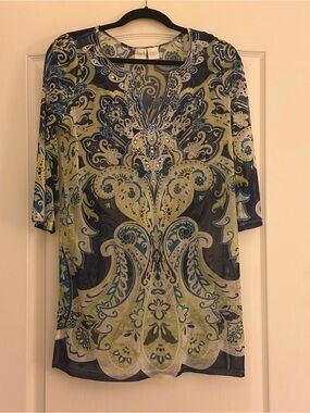 INC International Concepts (Macy’s label Beaches) Beaded Paisley Tunic